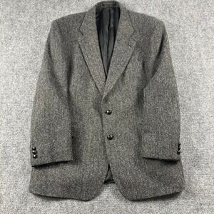 Alexandre Harris Tweed Blazer Mens 46R Grey Herringbone Wool Savile Row Jacket‎